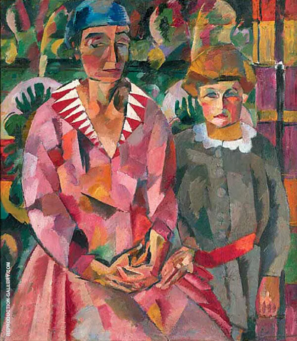 Portrait of Artist's Wife and Daughter 1915 By Aristarkh Vasilyevich Lentulov