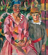 Portrait of Artist's Wife and Daughter 1915 By Aristarkh Vasilyevich Lentulov