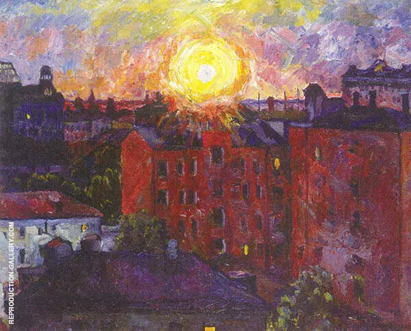 The Sun above The Roofs Sunset By Aristarkh Vasilyevich Lentulov