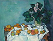 Still Life with Apples and a Pot of Primroses C1890 By Paul Cezanne