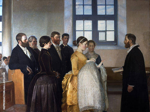 A Baptism by Michael Peter Ancher | Oil Painting Reproduction