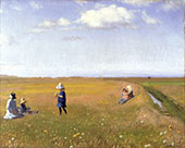 Children and Young Girls Picking Flowers in a Field North of Skagen By Michael Peter Ancher