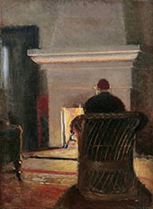 Interior with Holger Drachmann at The Fireplace in Villa Pax Skagen By Michael Peter Ancher