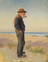 Pipe Smoking Fishermen at Skagen Beach By Michael Peter Ancher