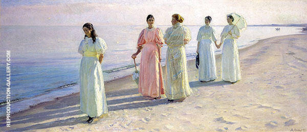 Promenade on The Beach by Michael Peter Ancher | Oil Painting Reproduction