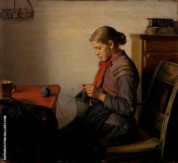 Skagen Girl Maren Sofie Knitting By Michael Peter Ancher