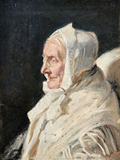 The Artist's Mother in Law in Profile with a White Bonnet and a White Shawl By Michael Peter Ancher