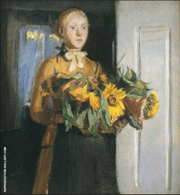The Girl with the Sunflowers By Michael Peter Ancher