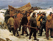 The Lifeboat is Taken Though The Dunes Sun By Michael Peter Ancher