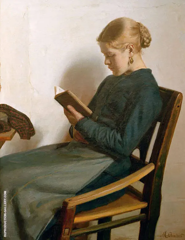 Young Girl Reading By Michael Peter Ancher