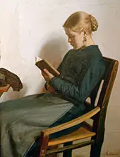 Young Girl Reading By Michael Peter Ancher