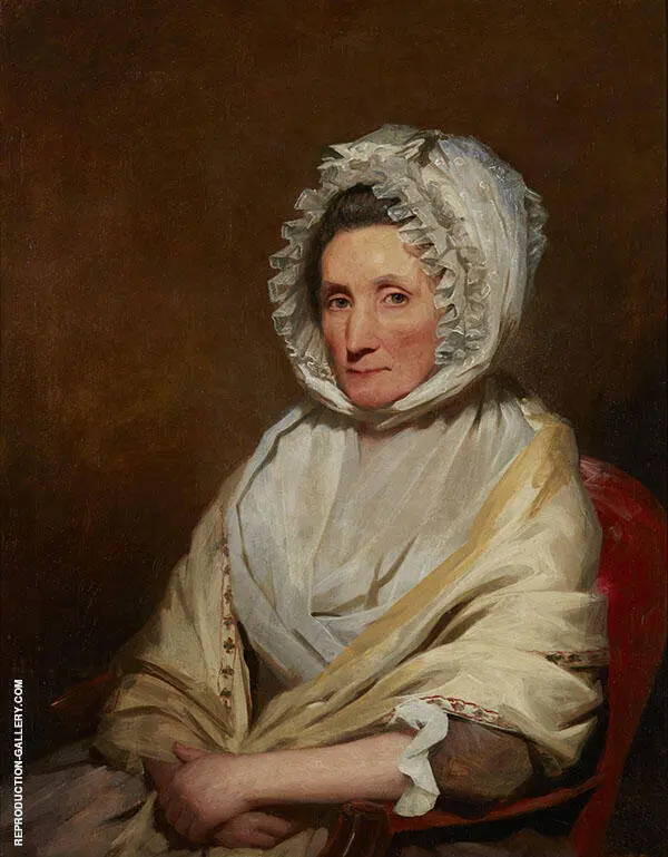 Half Length Portrait of A Lady in Lace Bonnet By Sir Henry Raeburn