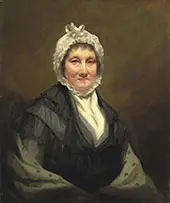 Portrait of The Hon Mrs King of Dunira Half Length in Black Dress and Grey Shawl with a White Bonnet By Sir Henry Raeburn