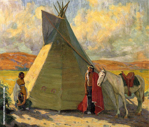 Crow Tent c1918 by E. Irving Couse | Oil Painting Reproduction