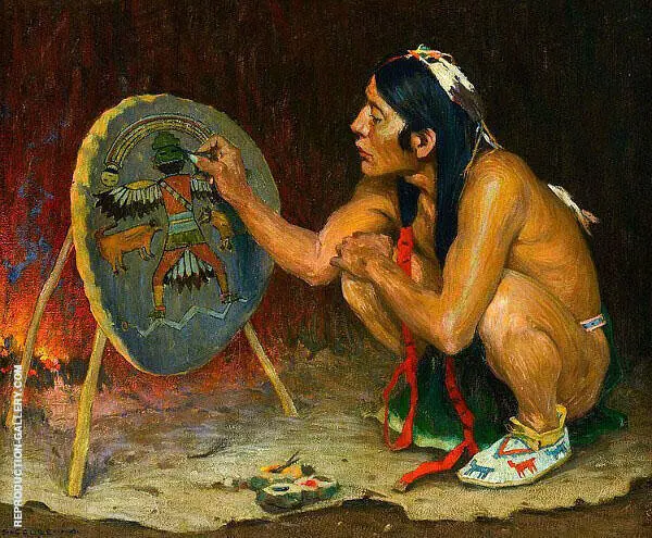 Decorating The War Shield By E. Irving Couse