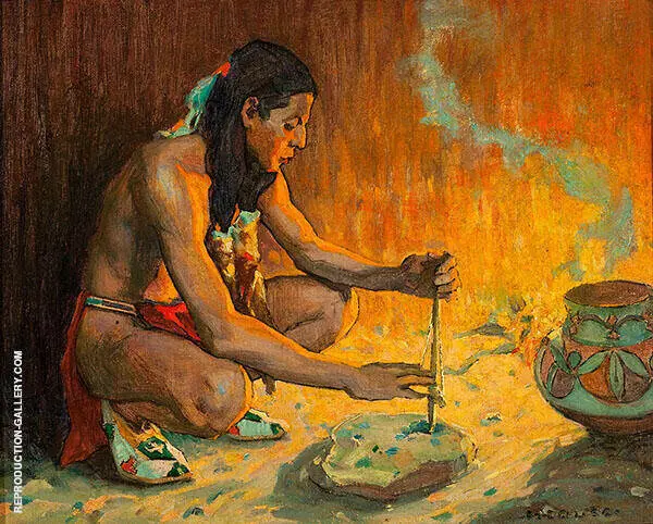 Drilling for Turquoise By E. Irving Couse