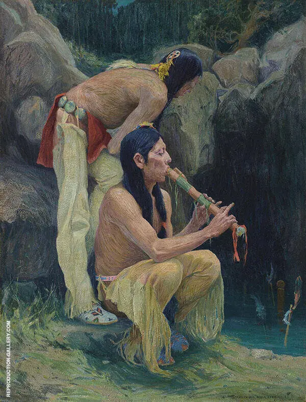 Flute Player at The Spring By E. Irving Couse