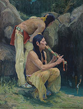 Flute Player at The Spring By E. Irving Couse