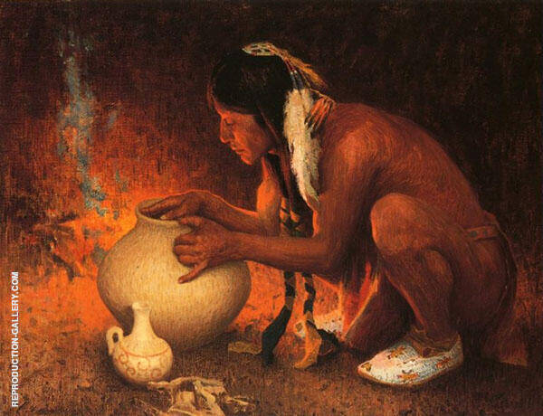Making Pottery by E. Irving Couse | Oil Painting Reproduction