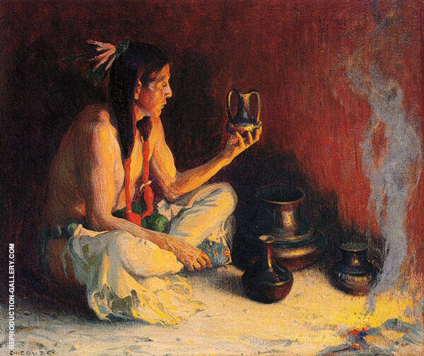 Taos Indian and Pottery 1920 | Oil Painting Reproduction