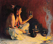 Taos Indian and Pottery 1920 By E. Irving Couse