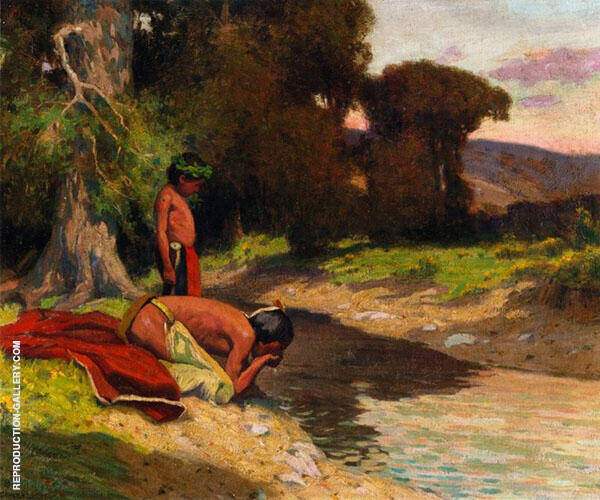 The Cooling Stream by E. Irving Couse | Oil Painting Reproduction