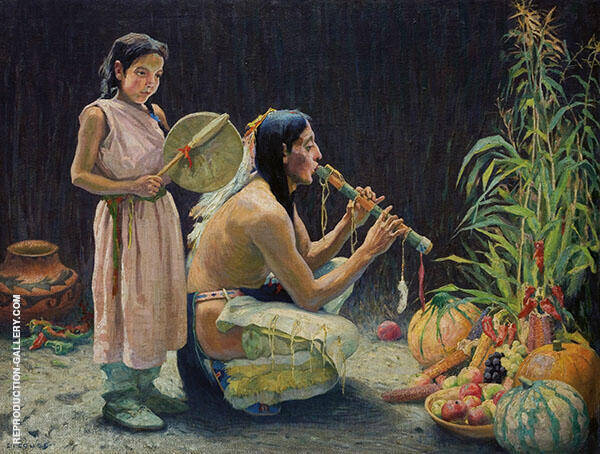 The Harvest Song c.1920 by E. Irving Couse | Oil Painting Reproduction
