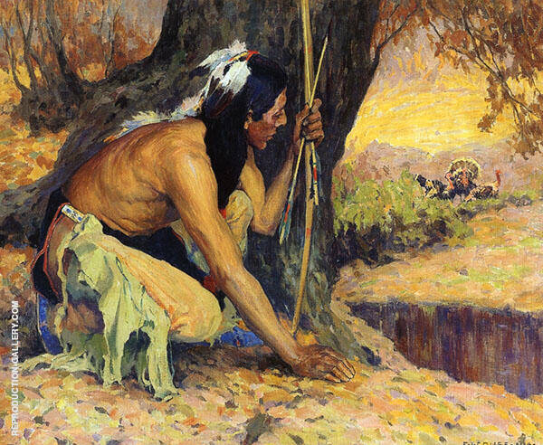 The Turkey Hunter 1926 by E. Irving Couse | Oil Painting Reproduction