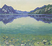 Lake Thun with Symmertrical Reflection Before Sunrise 1904 By Ferdinand Hodler