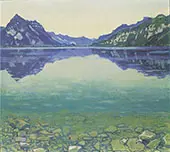 Lake Thun with Symmetric Reflection Before Sunrise 1904 By Ferdinand Hodler