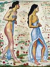 Two Women in Flowers By Ferdinand Hodler
