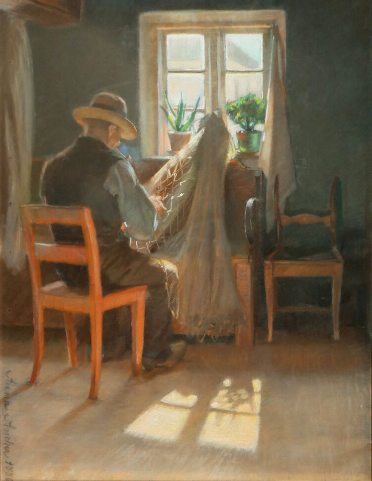 A Fisherman Mending His Net 1886 By Anna Ancher
