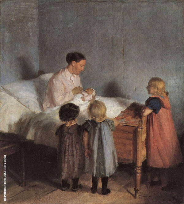 A Newborn Brother 1905 by Anna Ancher | Oil Painting Reproduction