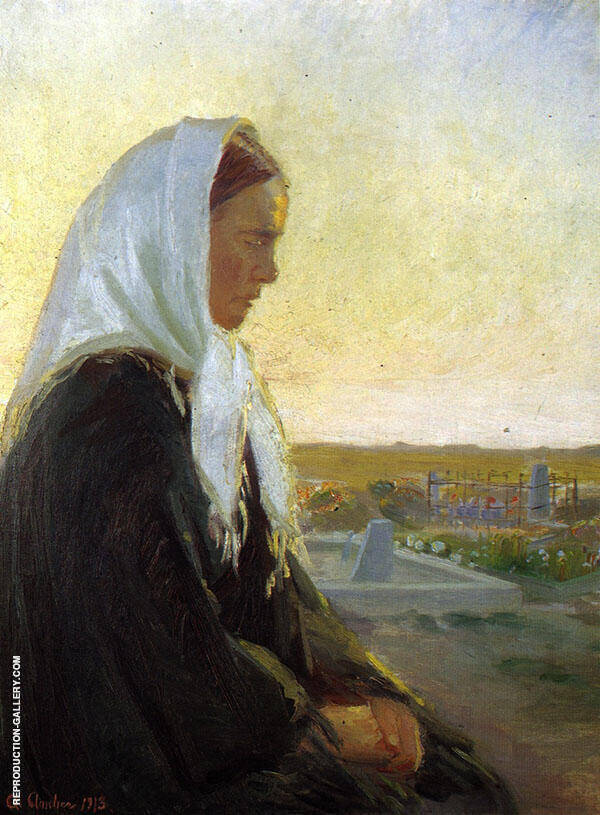 At The Grave by Anna Ancher | Oil Painting Reproduction