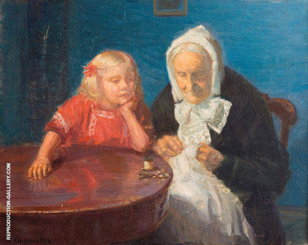 Grandma Entertained 1912 by Anna Ancher | Oil Painting Reproduction