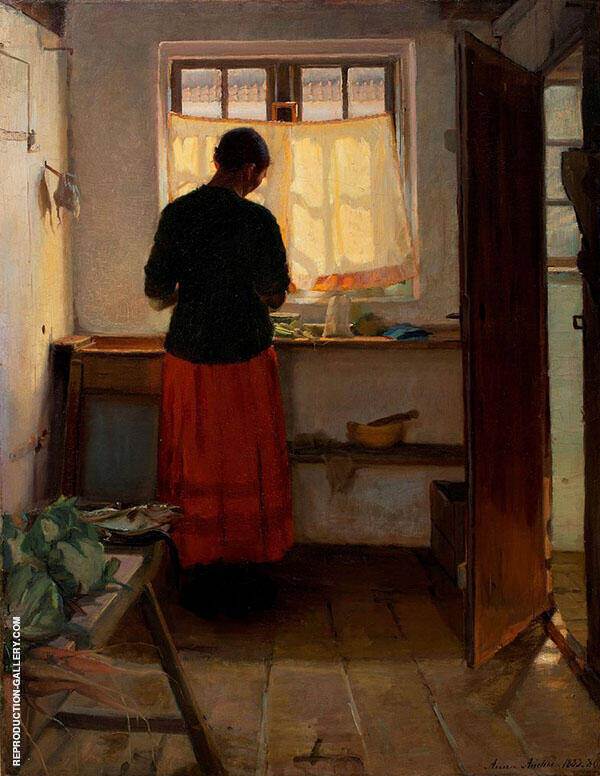 Girl in The Kitchen c1886 by Anna Ancher | Oil Painting Reproduction