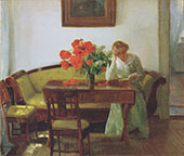 Interior with Poppies and Reading Woman 1905 By Anna Ancher