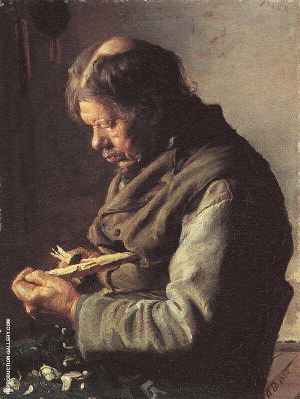 Lars Gaihede Whittling a Stick by Anna Ancher | Oil Painting Reproduction