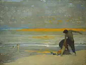 Centaur and Mermaid on Beach at Sunset By Arthur Frank Mathews
