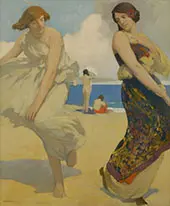 Dancing Girls on Carmel Beach By Arthur Frank Mathews