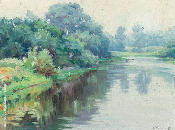 A Quiet River on a Grey Day By Mabel May Woodward