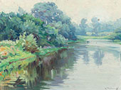 A Quiet River on a Grey Day By Mabel May Woodward