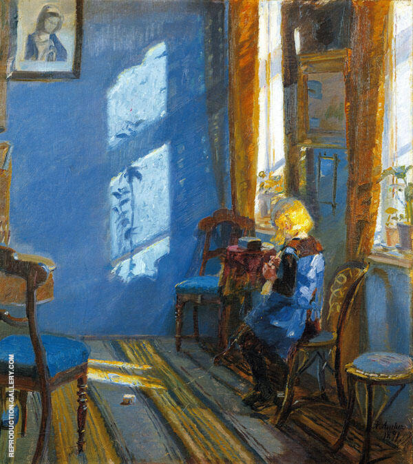 Sunlight in a Blue Room 1891 by Anna Ancher | Oil Painting Reproduction