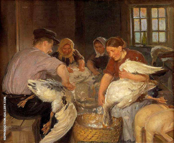 Plucking The Goose 1904 by Anna Ancher | Oil Painting Reproduction