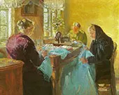 Three Old Women Sewing a Blue Dress for a Fancy Dress Ball 1920 By Anna Ancher