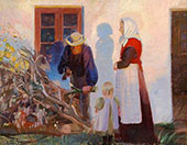 A Family from Skagen Cutting Boughs in The Low Evening Sun By Anna Ancher