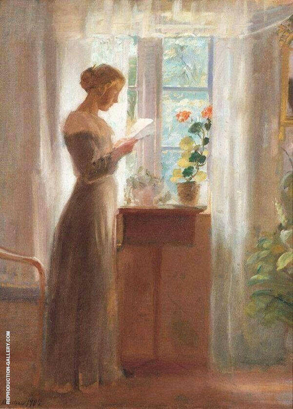Young Girl Reading a Letter by Anna Ancher | Oil Painting Reproduction