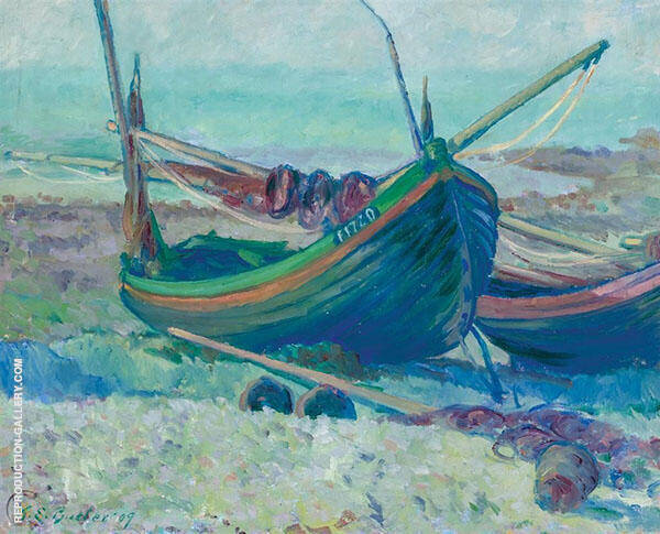 Fishing Boats at Yport by Theodore Earl Butler | Oil Painting Reproduction