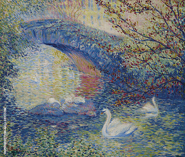 Swans Central Park 1910 | Oil Painting Reproduction
