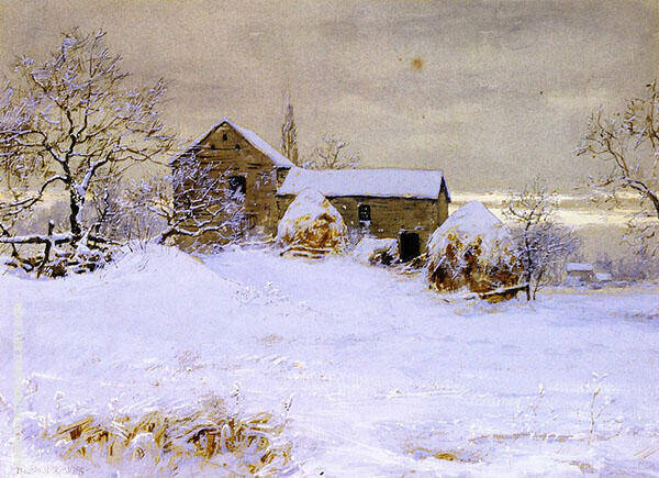 Farmhouse in Winter by Walter Launt Palmer | Oil Painting Reproduction